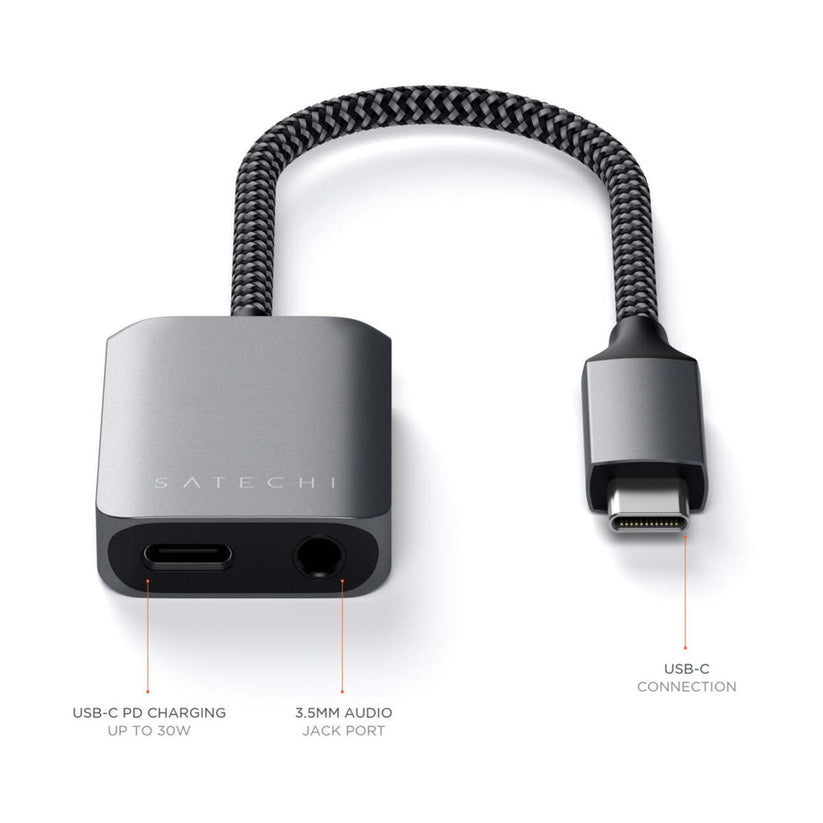 Satechi – USB-C - 3.5mm Audio & PD Adapter - Asztroszürke - iSTYLE HU