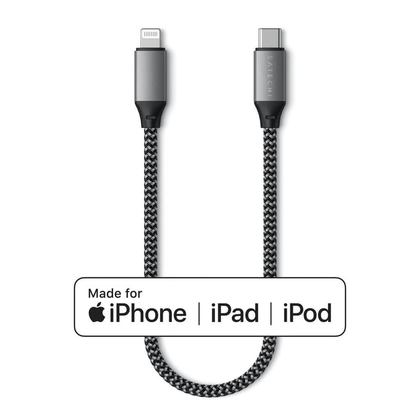 Satechi – USB-C - Lightning kábel (25 cm) - Asztroszürke - iSTYLE HU