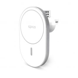 EPICO – Ellipse Vezetéknélküli autós töltő (MagSafe kompatibilis) 15W/10W/7,5W + 18W QC - Ezüst