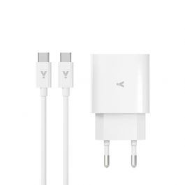 iSTYLE – 20 Wattos PD adapter és 1,2m-es USB-C-USB-C töltőkábel csomag - Fehér