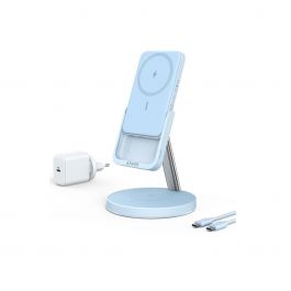 Anker – PowerWave Mag-Go vezeték nélküli töltő (mágneses, kivehető külső akkumulátorral) – kék