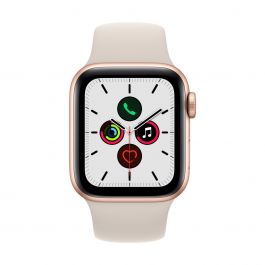 Apple Watch SE GPS, 40 mm-es aranyszínű aluminium tok, csillagfény sportszíj