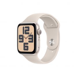 Apple Watch SE GPS – 44 mm-es csillagfény alumíniumtok, csillagfény sportszíj - S/M