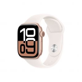 Apple Watch Series 10 GPS – 42 mm-es rozéarany alumíniumtok, lágy rózsaszín sportszíj - S/M