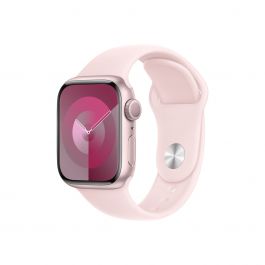 Apple Watch Series 9 GPS – 41 mm-es rózsaszín alumíniumtok, világos rózsaszín sportszíj - S/M