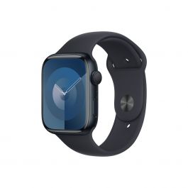 Apple Watch Series 9 GPS – 45 mm-es éjfekete alumíniumtok, éjfekete sportszíj - S/M