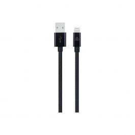 Dviced – USB-A - Lightning szőtt borítású töltőkábel, 1,25 m - fekete