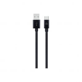 Dviced – USB-A - USB-C szőtt borítású töltőkábel, 1,25 m - fekete