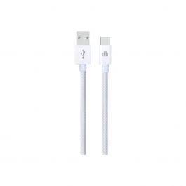 Dviced – USB-A - USB-C szőtt borítású töltőkábel, 1,25 m - fehér