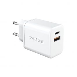 Dviced – Hálózati töltő 35W GaN - 1xUSB-C + 1x USB-A + USB-C to USB-C kábel - fehér