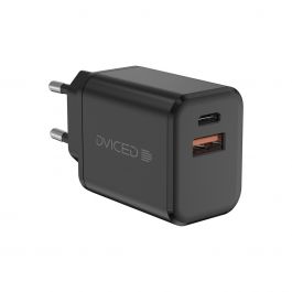 Dviced – Hálózati töltő 35W GaN - 1xUSB-C + 1x USB-A + USB-C to USB-C kábel - fekete