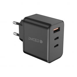 Dviced – Hálózati töltő 140W GaN - 2xUSB-C + 1x USB-A LED- fekete