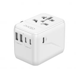 Dviced – Univerzális utazási adapter 28W GaN - UK, Európa, USA, Ausztrália - fehér