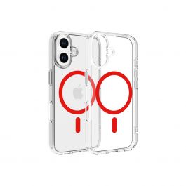 Dviced – MagSafe iPhone 16 tok - átlátszó, piros
