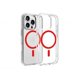 Dviced – MagSafe iPhone 16 Pro tok - átlátszó, piros