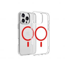 Dviced – MagSafe iPhone 16 Pro Max tok - átlátszó, piros