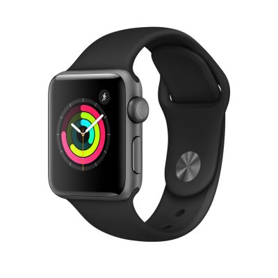Apple Watch Series 3 - 38 mm-es, Asztroszürke alumíniumtok fekete sportszíjjal