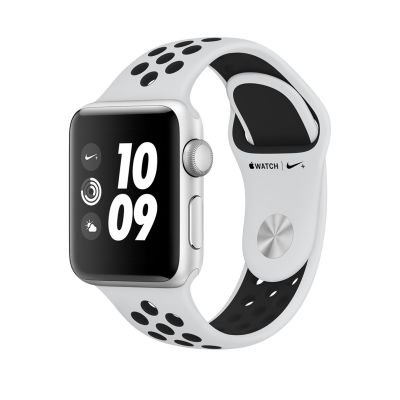 Apple Watch Series 3 Nike+ 38-mm-es, ezüstszínű alumíniumtok platinaszín–fekete Nike sportszíjjal
