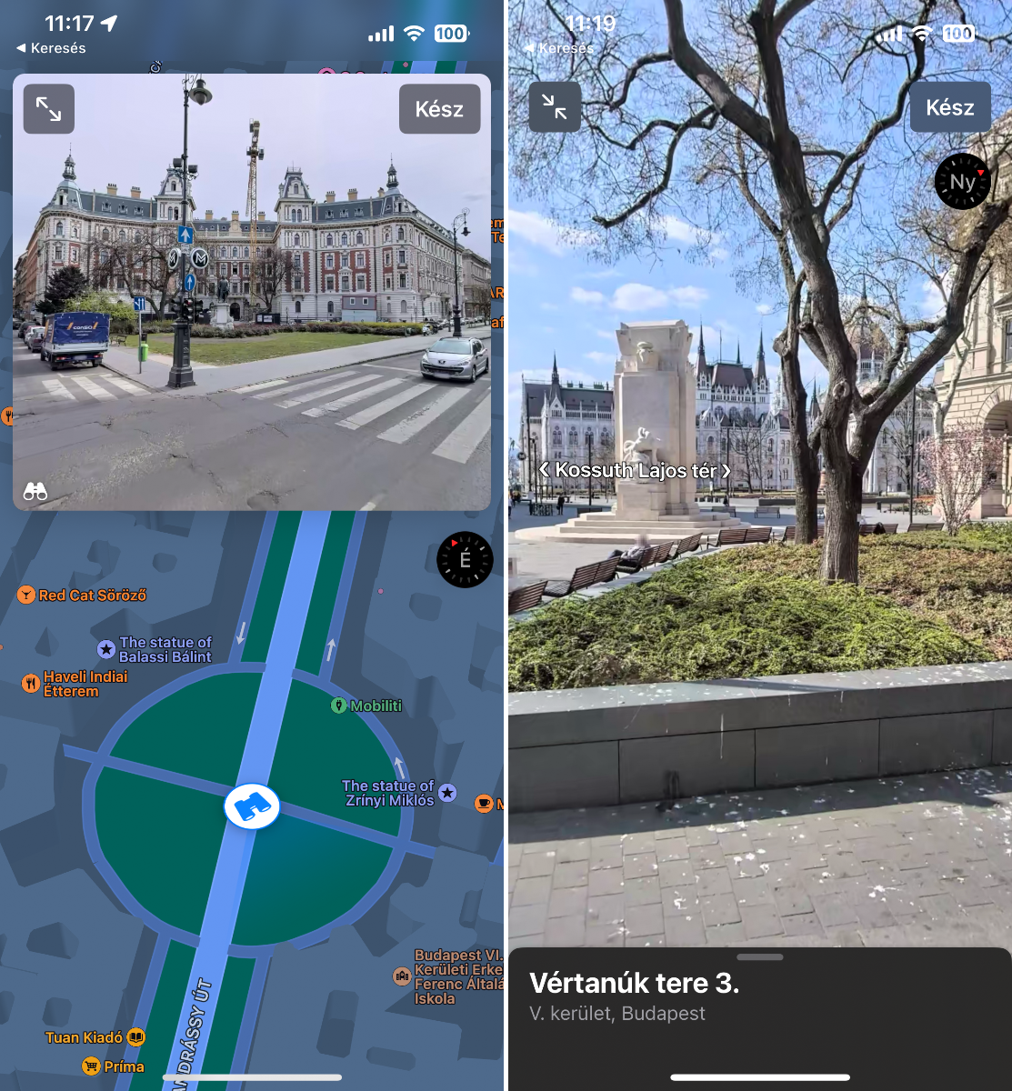 Apple Maps: Körbenézés, utcakép, navigáció, sávok