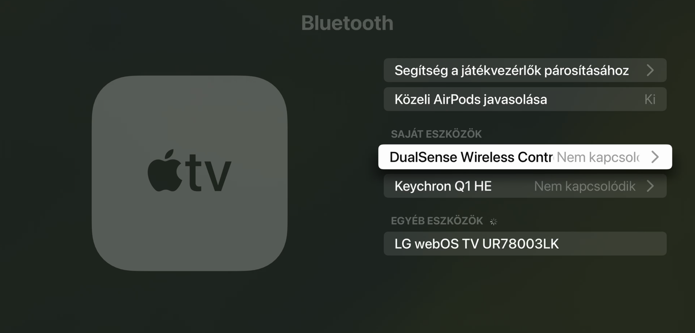 Kontroller csatlakoztatása Apple TV-hez