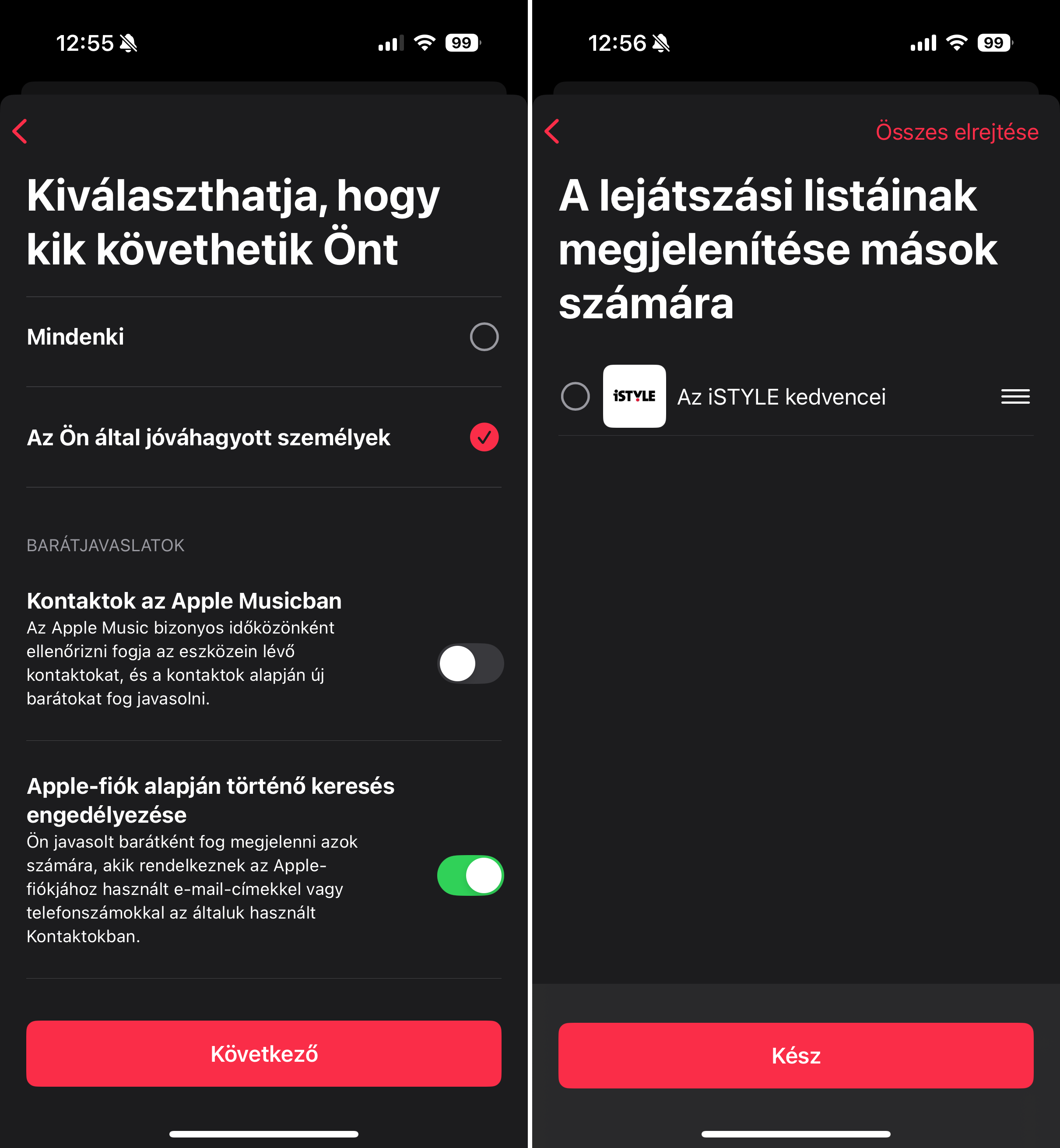Apple Music profil létrehozása