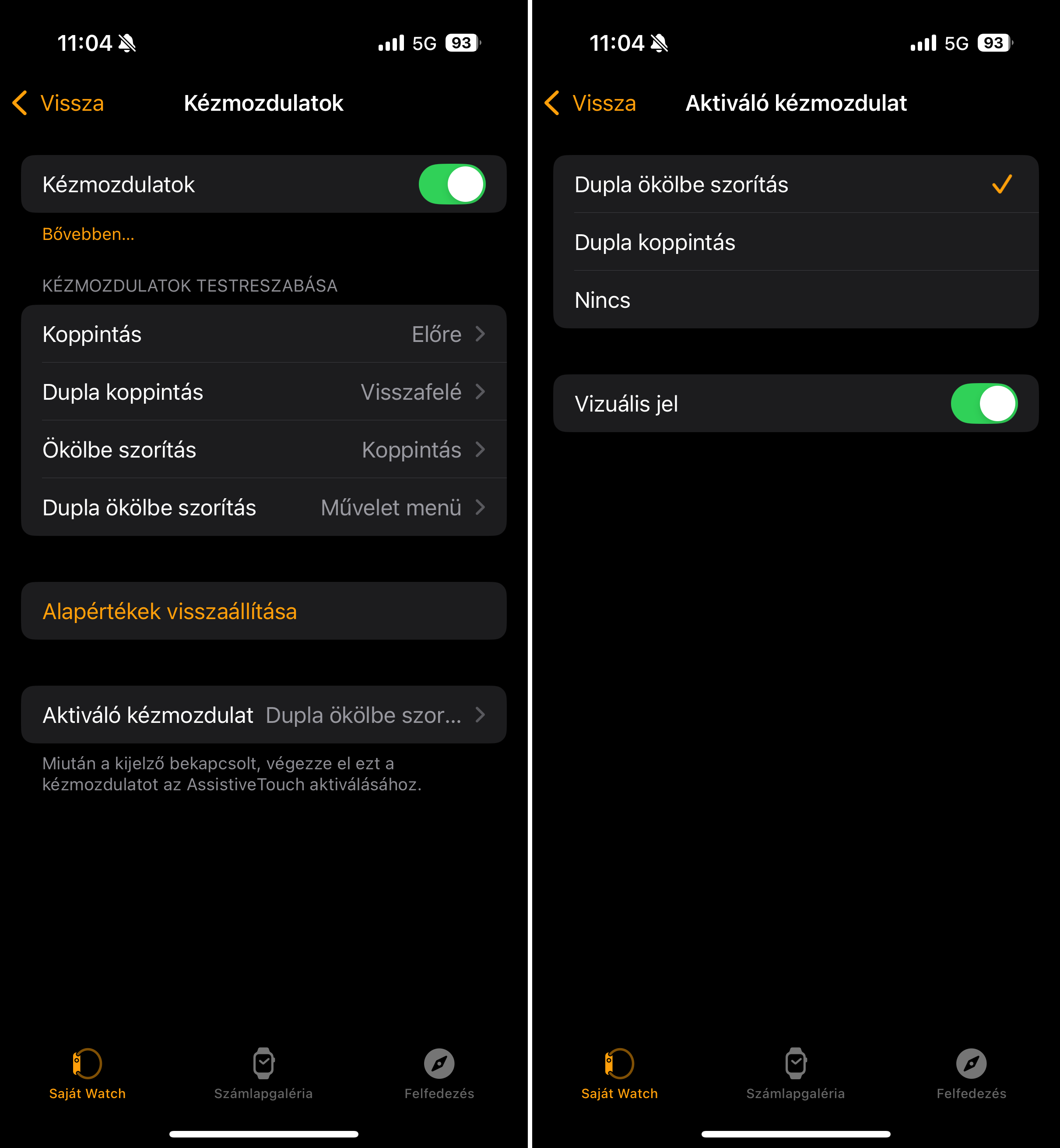 Apple Watch használata egy kézzel