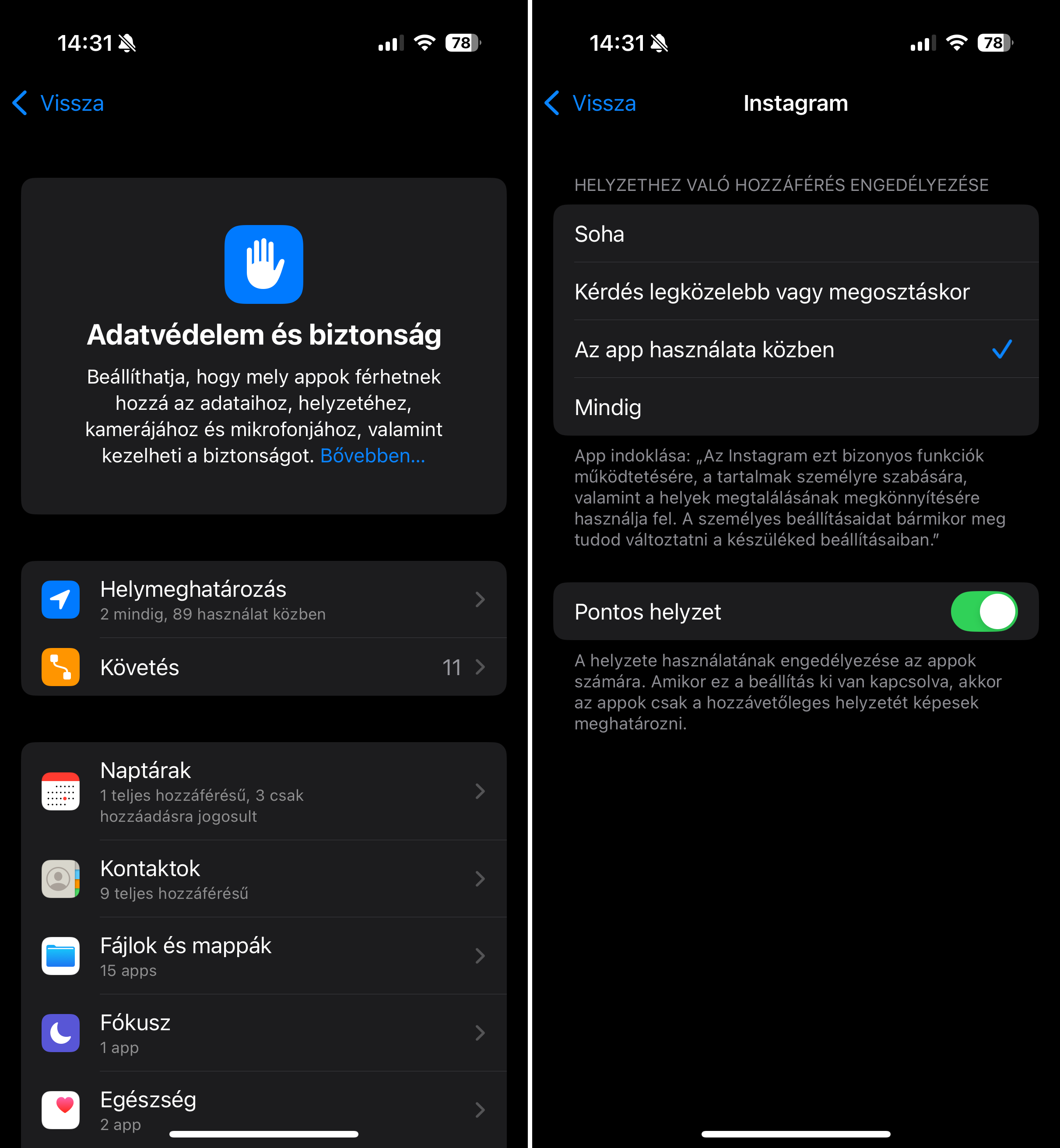 Adatvédelem és biztonság iPhone-on