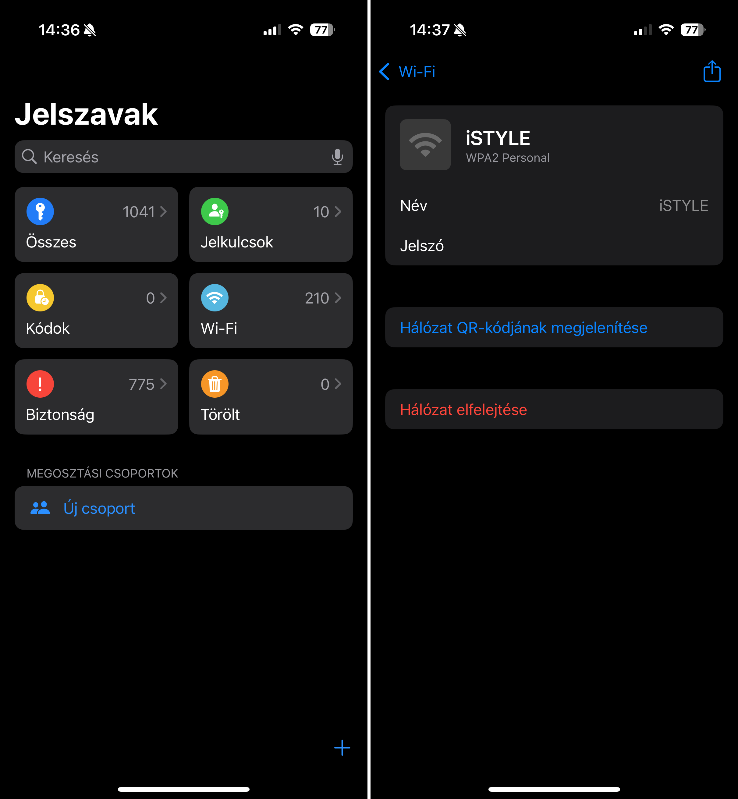 Jelszavak alkalmazás iPhone-on