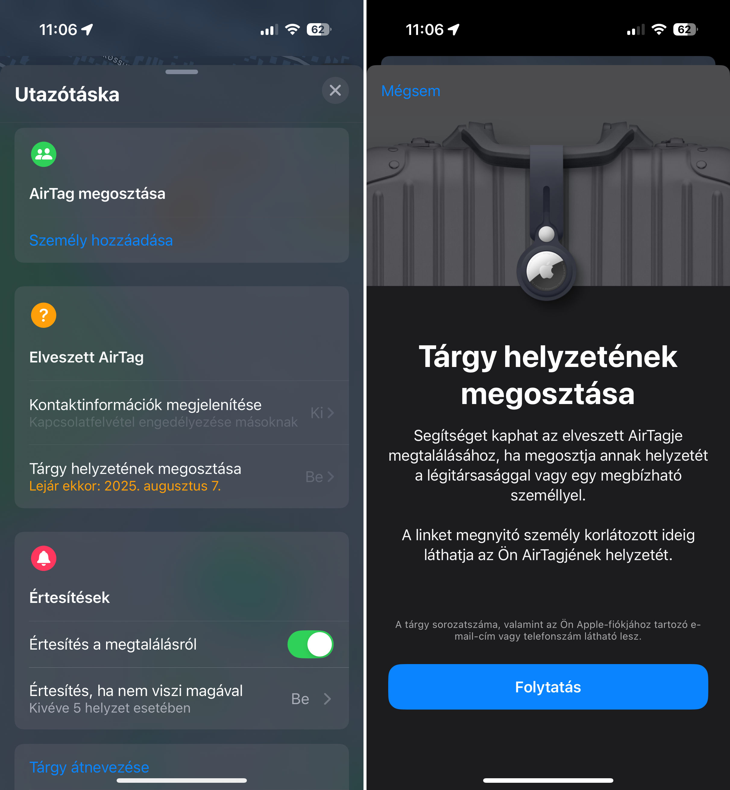 AirTag megosztása AirTag megosztása