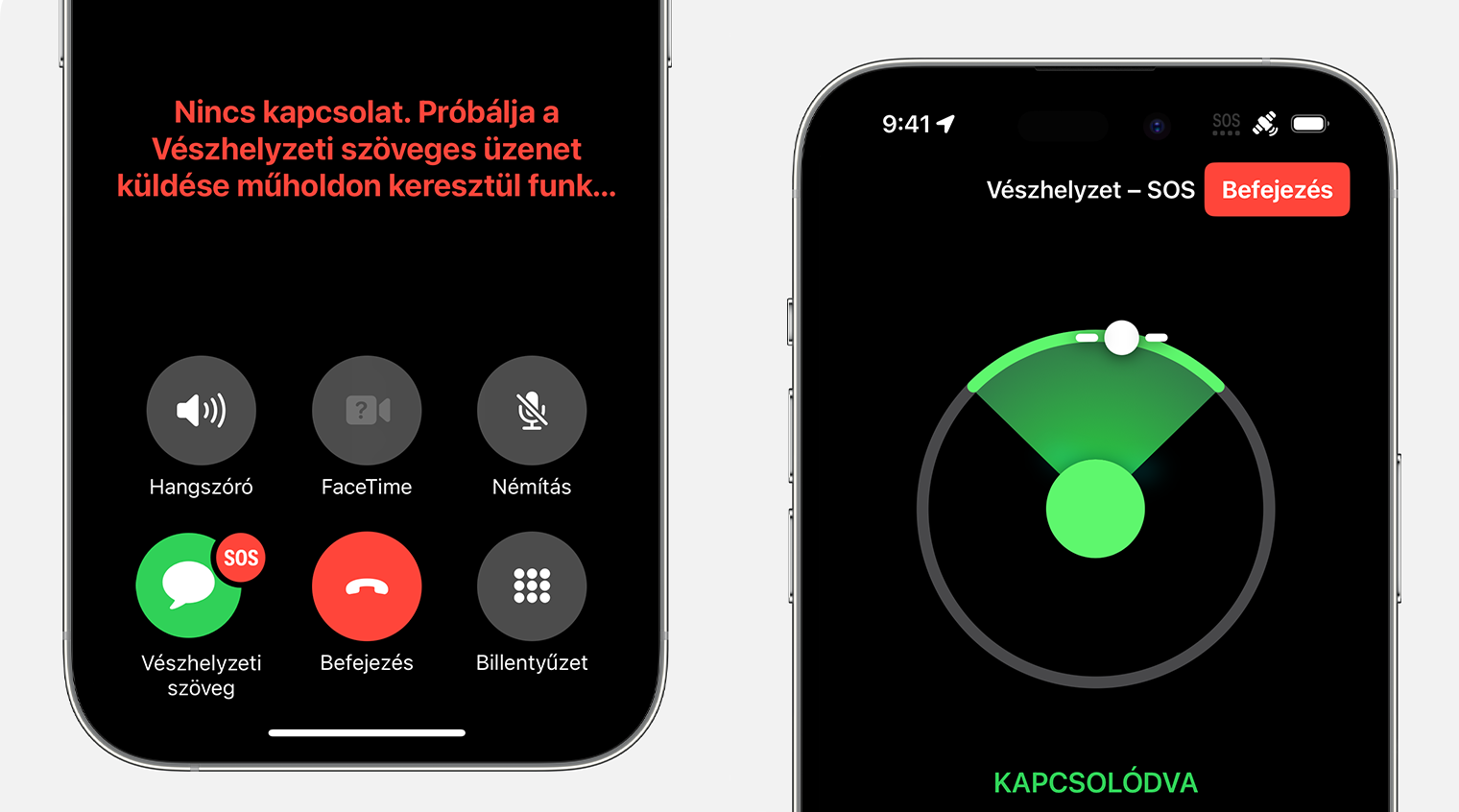 Műholdas vészhívás indítás iPhone-on
