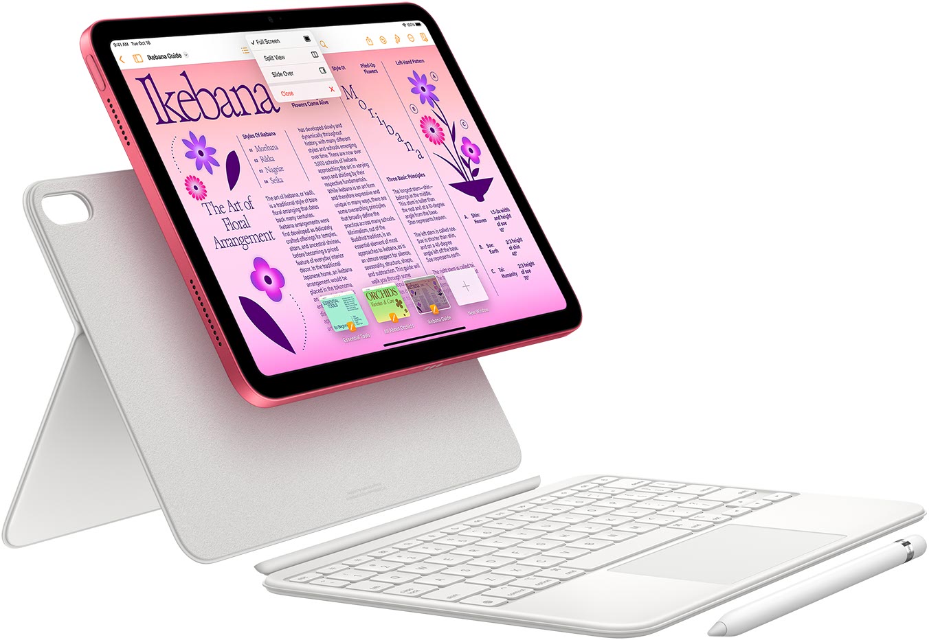 Egy képen az iPad, a Magic Keyboard Folio és az Apple Pencil.