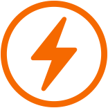 Az akkumulátor-üzemidő jellemzőit jelölő narancsszínű villámjel egy narancsszínű kör közepén