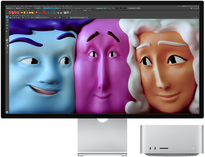 Mac Studio elölnézeti képe a Studio Displayjel