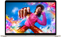 MacBook Air screen showing a colorful image to demonstrate the color range and resolution of the Liquid Retina displej