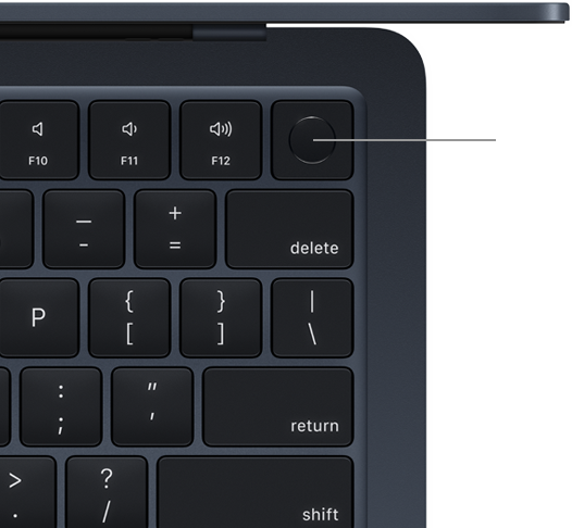 Pogled odozgo na MacBook Air tipkovnicu s Touch ID-om