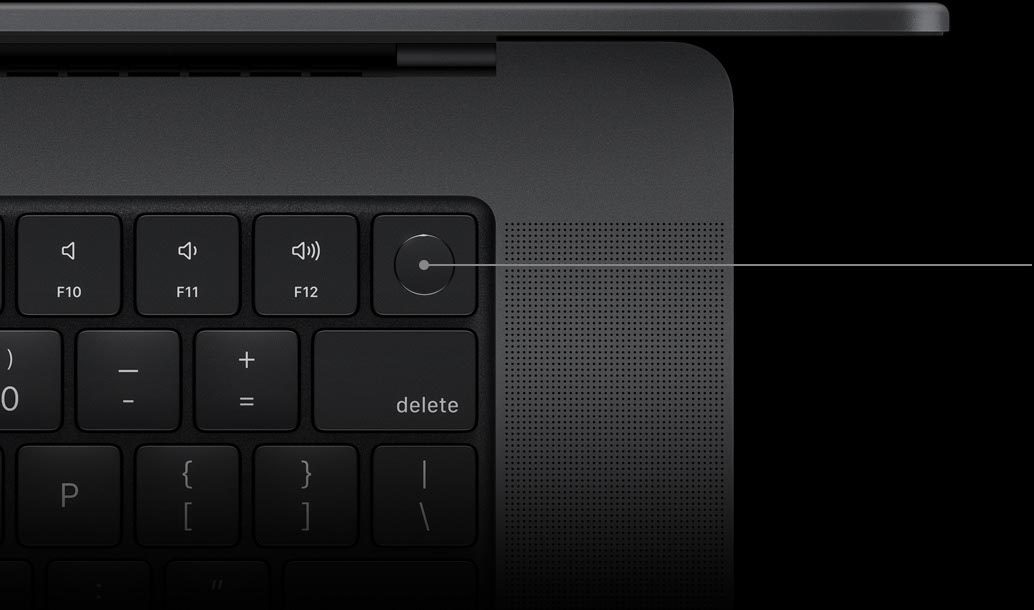Pointer showing the Touch ID key on the Magic Keyboard.