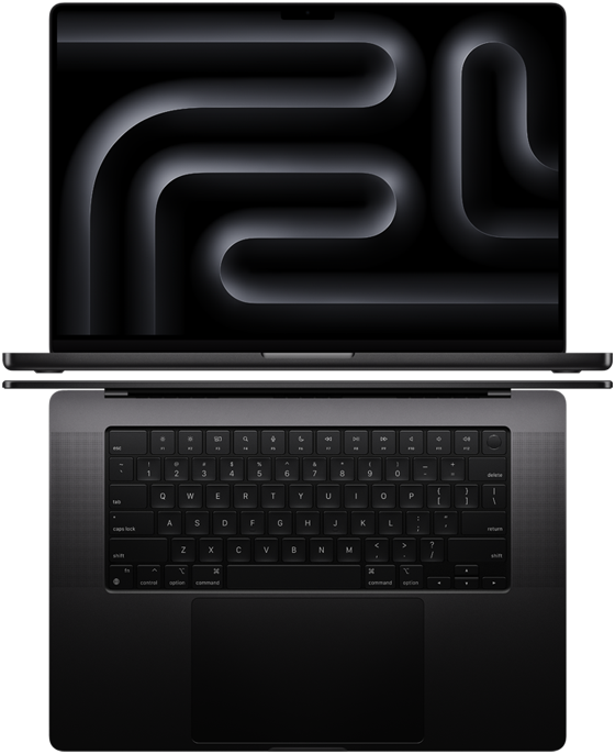 MacBook Pro laptopok képe, amely kiemeli a nagy kijelzőt és a vékony kialakítást
